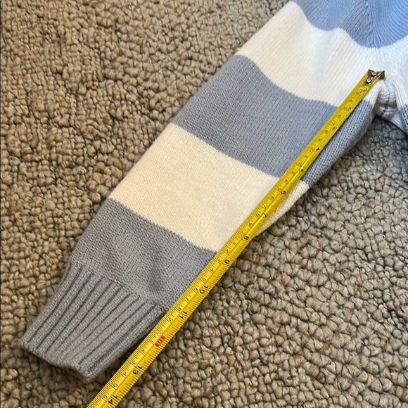 Striped Blue and Cream Women's Sweater - Picture 9 of 12